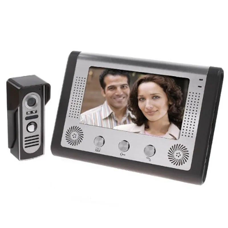 7'' TFT LCD Wired Video Door Phone Visual Video Intercom Speakerphone Intercom System With Waterproof Outdoor IR Camera
