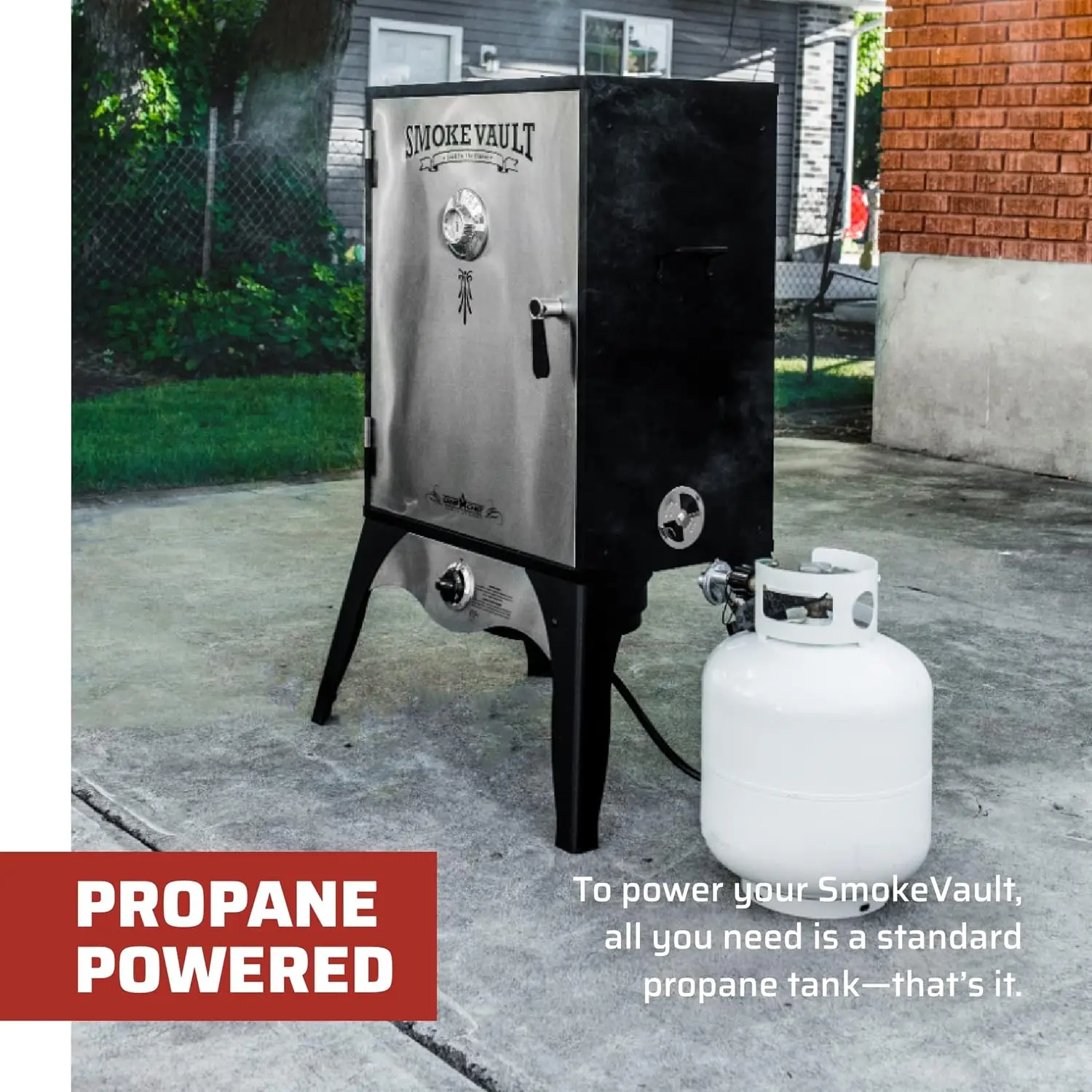 Chef Smoke  -  , Propane Meat Smoker for Outdoor Cooking of Meat, Pies & More - 150°F to 350°F Range - 24"