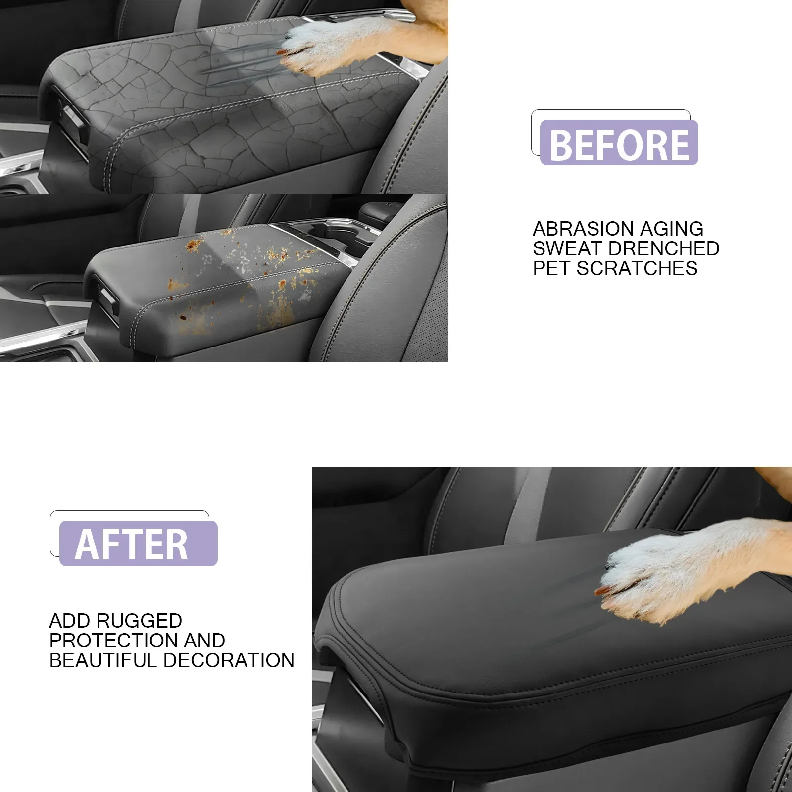 For Ford F-250 F-350 Super Duty 2023-2026 Console Armrest Protective Cover Car Interior Replacement Accessory Cushion Pad view 3