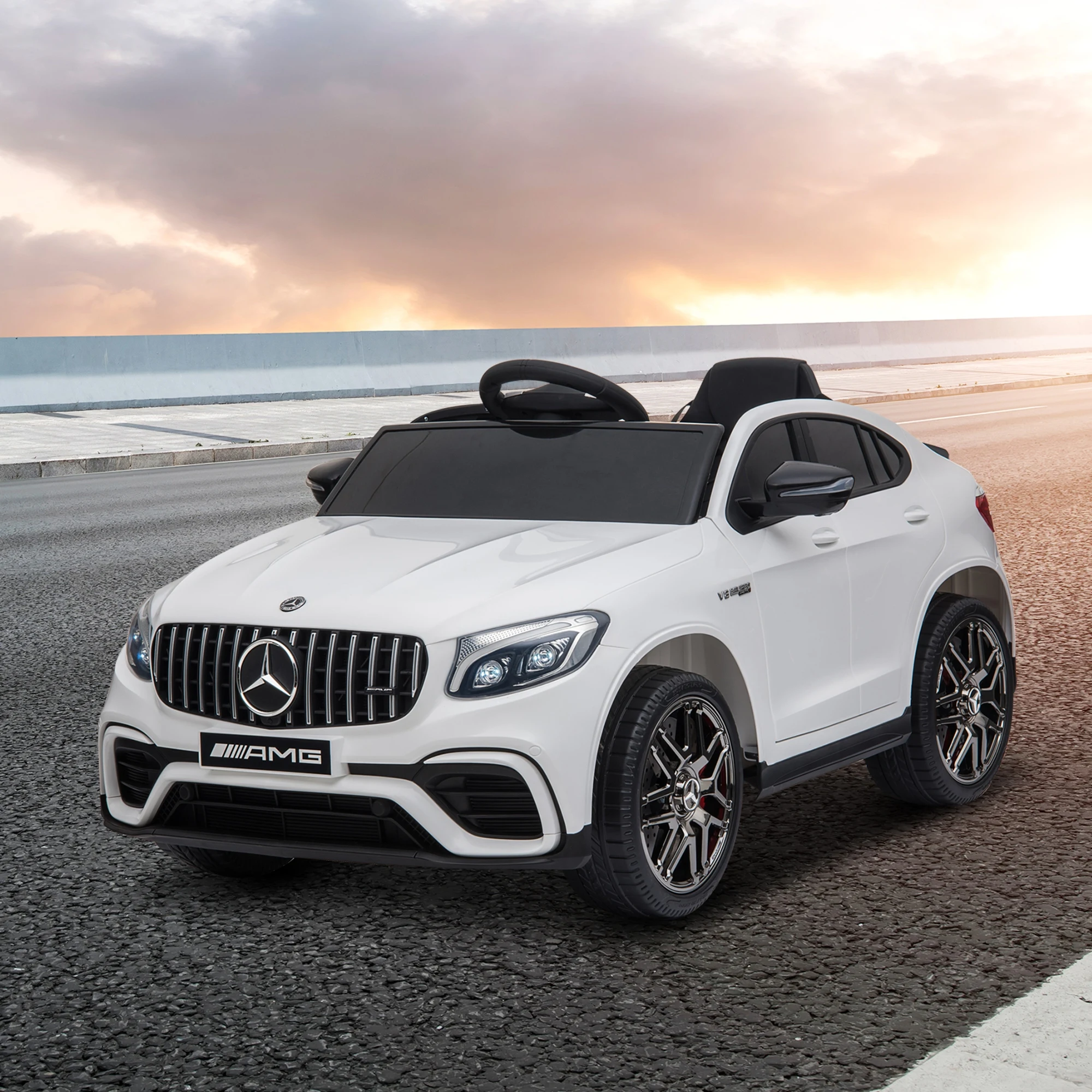 12V Ride Car Telecomando Mercedes Benz AMG GLC63S Coupe Auto Elettrica 2 Velocità Lettore MP3 Luce Corno Canzoni Sospensione