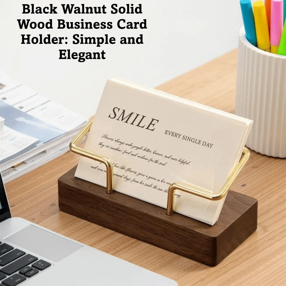 

Tabletop Shelf Business Card Holder Walnut Wood Beech Wood Wooden Card Holder Card Storage Metal Cards Display Stand Manager