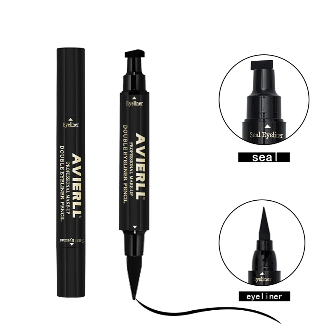 Waterproof 2-in-1 Winged Eyeliner Stamp - Long-Lasting, Quick Flick, Smudge-Proof, Natural Cat Eye & Vamp black Eyeliner pencil