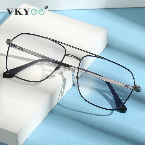 Imagen 1 del producto VICKY, gafas de lectura con doble puente para ordenador de negocios, antiluz azul, montura grande para hombre, prescripción de miopía personalizable 6908
