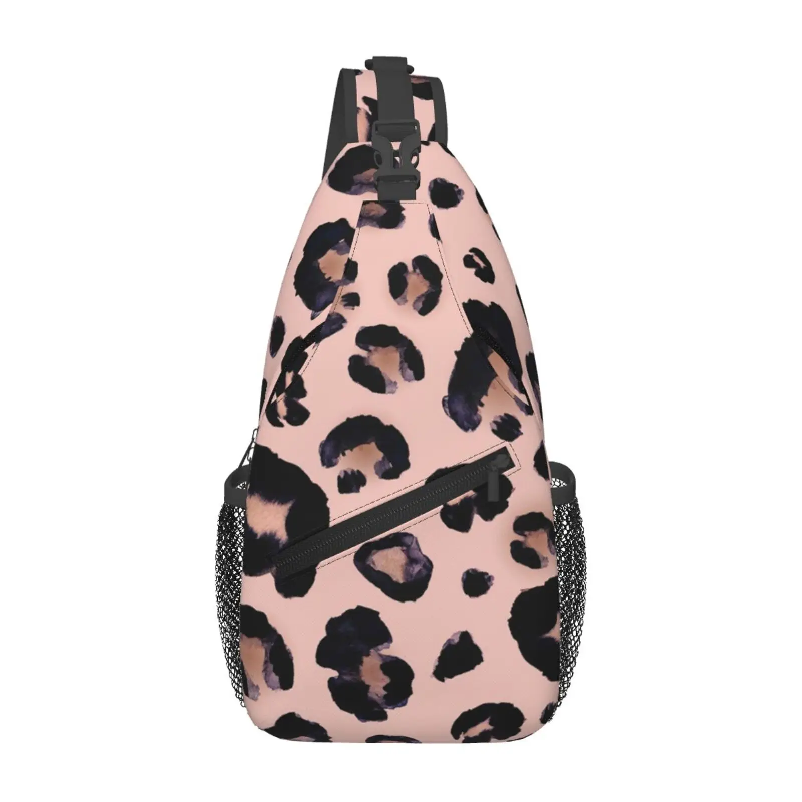 

Pink Leopard Print Chest Bags Crossbody Sling Bag Travel Hiking Sports Backpack Casual Lightweight Daypack for Men Women