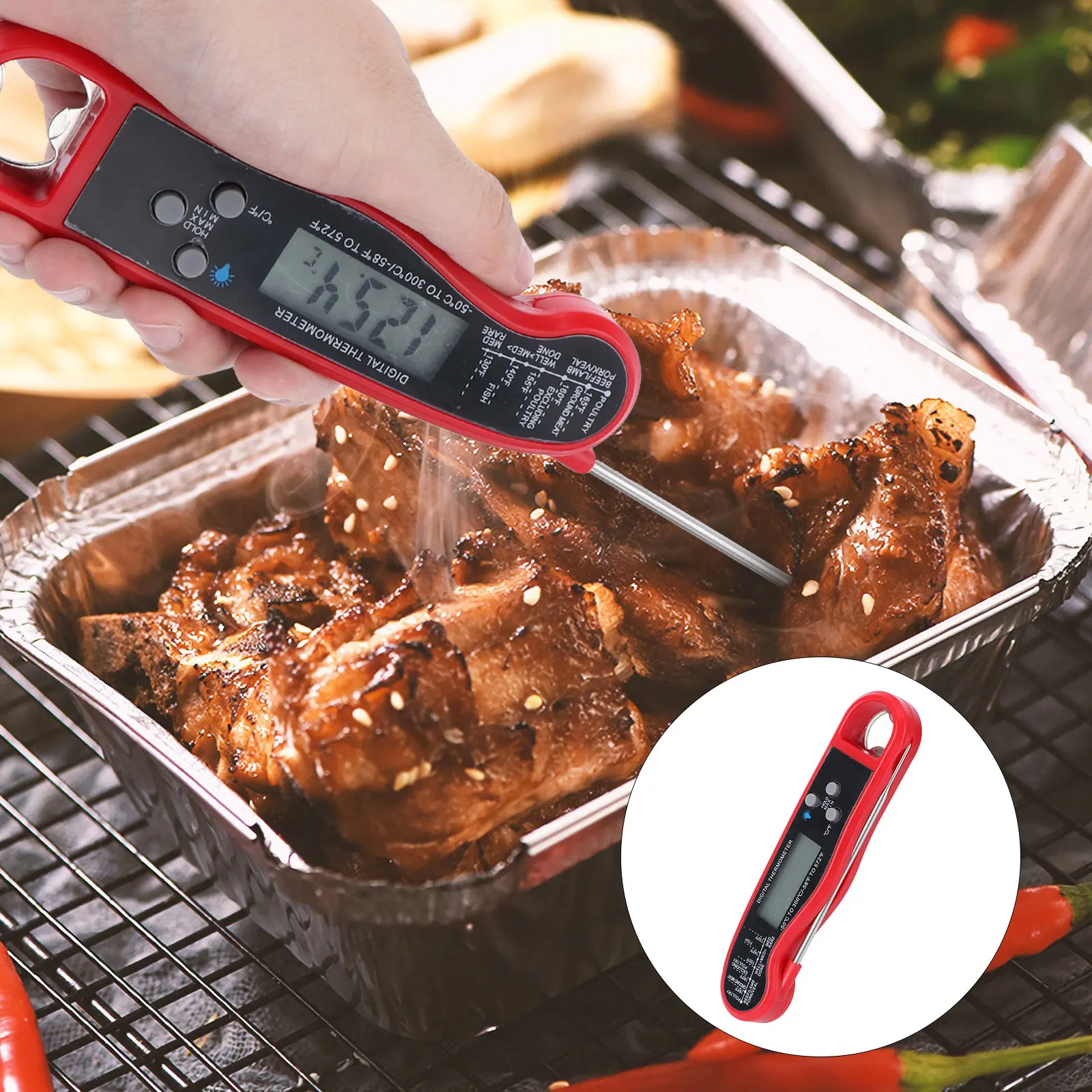 

Barbecue Thermometer Convenient Food Kitchen Core Temperature Cooking Plastic Folding Meat Electronic Beef Restaurant