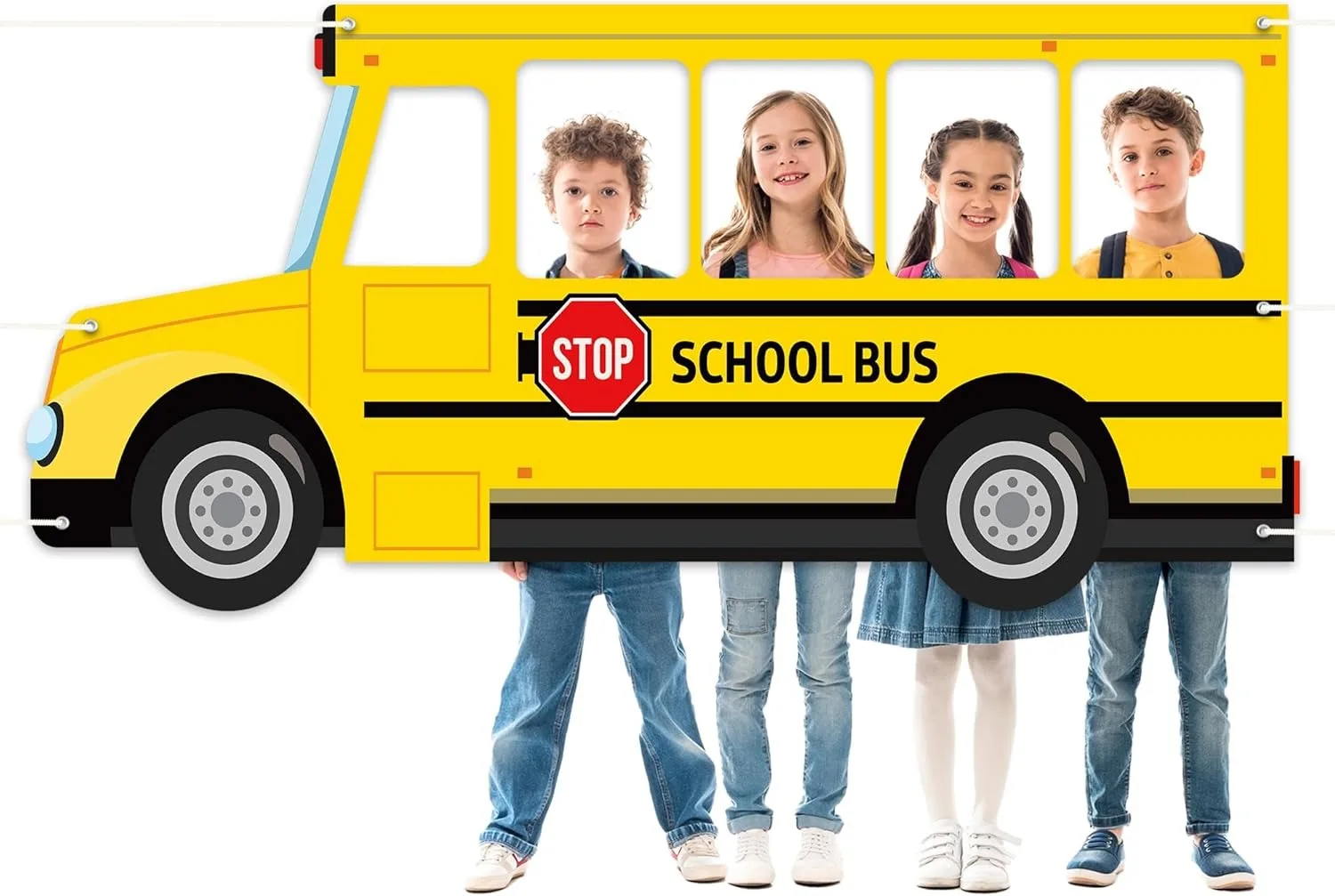 Gelber Schulbus-Fotohintergrund, für den ersten Schultag, Partydekorationen zum Thema „Zurück zur Schule“