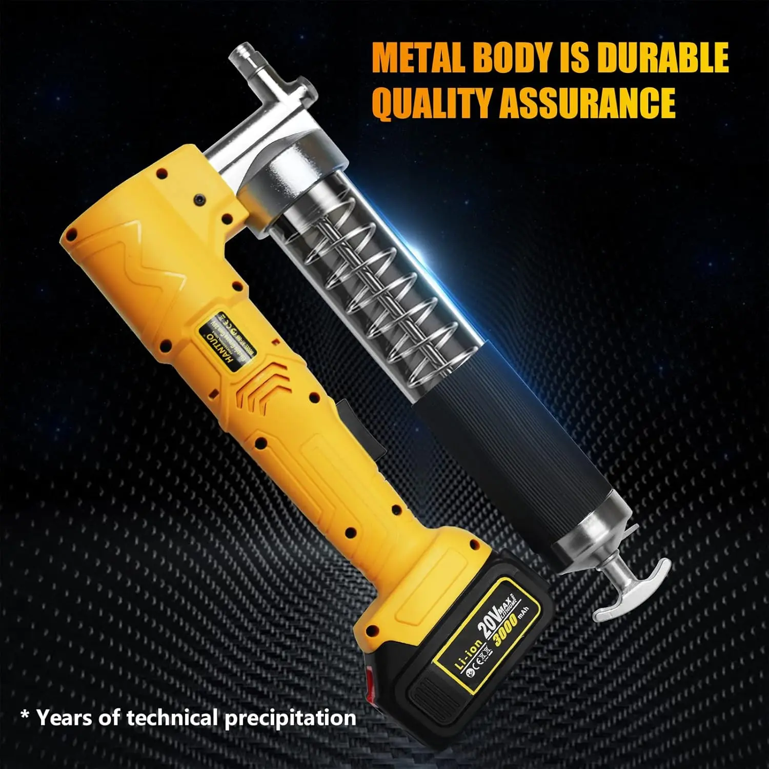 Electric Grease Gun Professional High Pressure 10000 PSI Cordless Grease Guns, Inclued 2 Batteries with Carrying Case