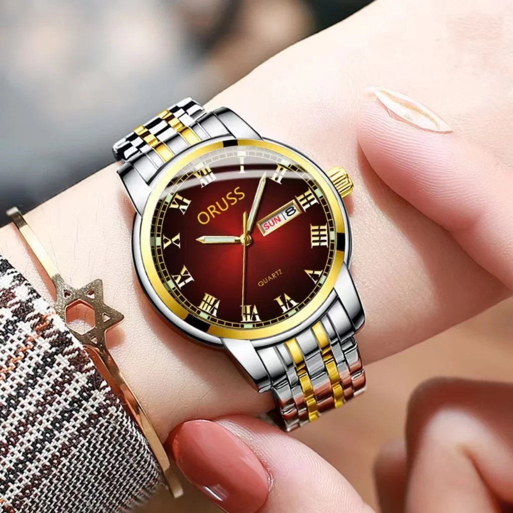 Reloj de cuarzo de marca de lujo ORUSS para mujer, reloj de pulsera resistente al agua de acero inoxidable para mujer, reloj de pulsera con esfera de diamante a la moda para mujer, nuevo en