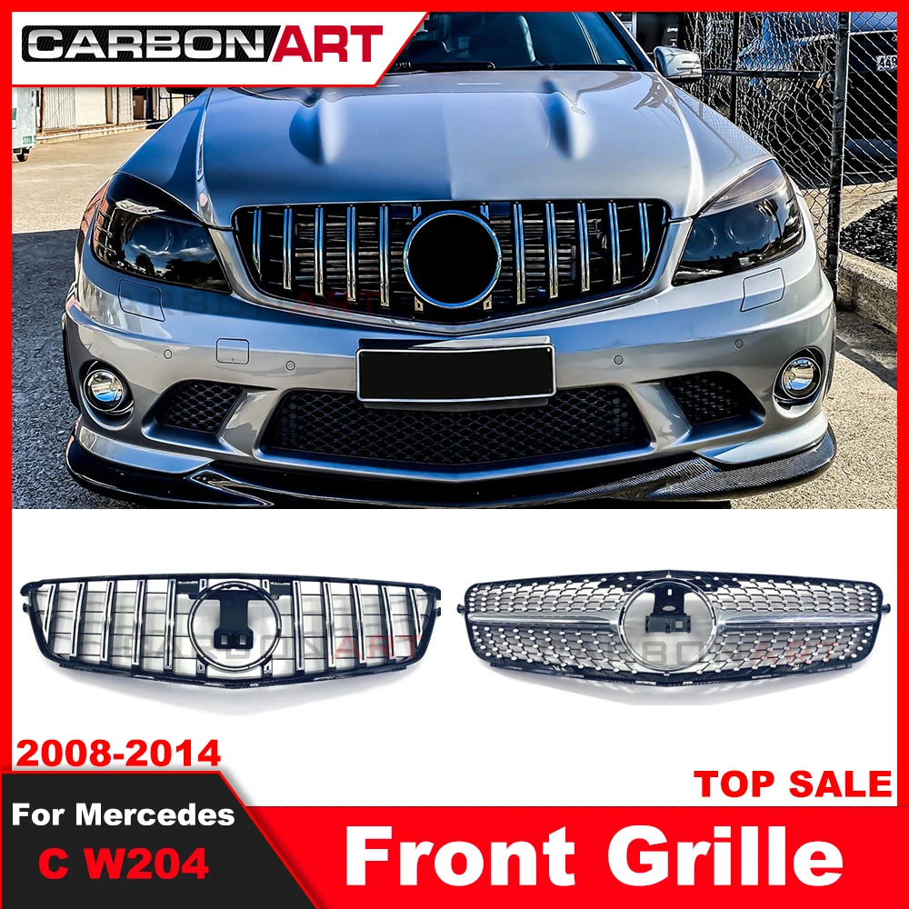

Silver/Black GTR Style Front Bumper Grille For mercede C class W204 2008-2014 C180 C200 C350 C204 Silver Diamond Grille