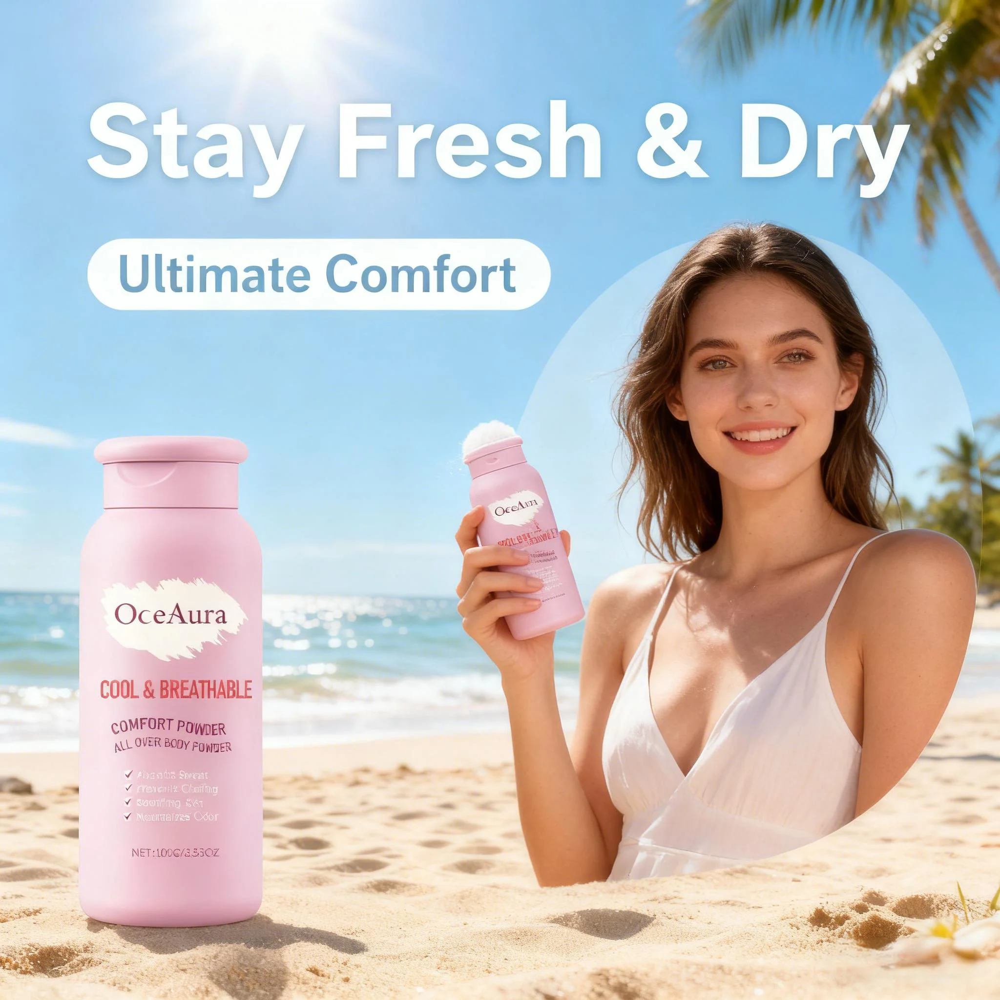 Talcum Powder for Body Cleaning Absorb Sweat Reduce Friction Increase Skin Comfort Anti Heat Rash Keep Skin Refreshing Powder