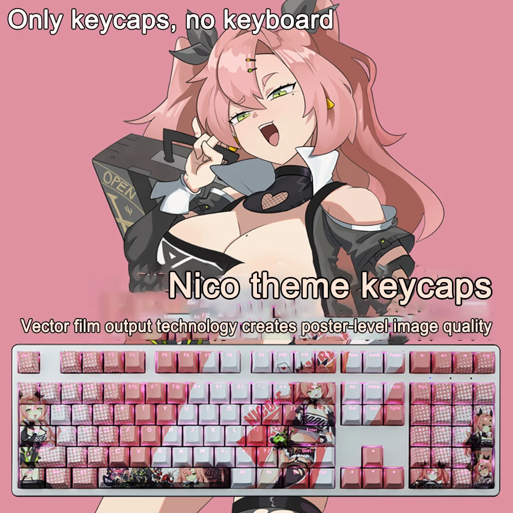 108 Keys Zenless Zone Zero Keycaps Nico Keycap PBT Dye Subbed Cherry Backlit Keycaps Anime Key Cap For ANSI 61 87 104 108 Layout