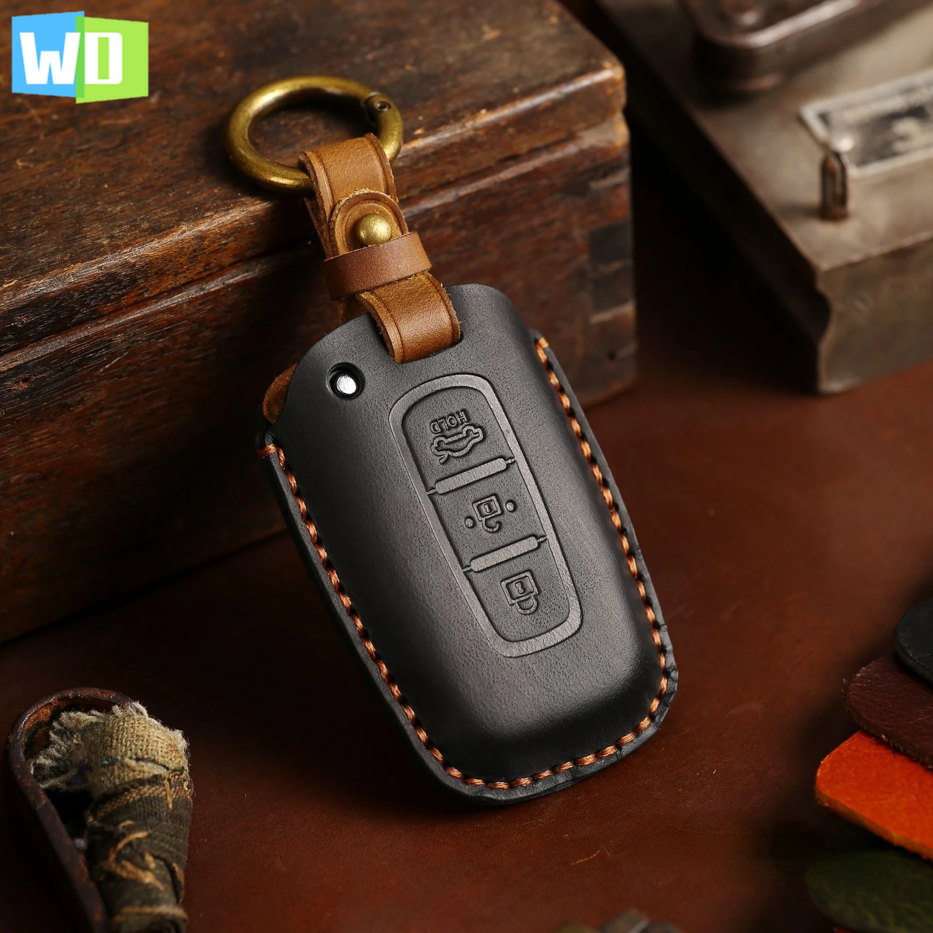 

Leather Car Key Case Cover Fob Protector For Kia Sportage K5 K2 Sorento Optima Forte For Hyundai Keychain Holder Shell