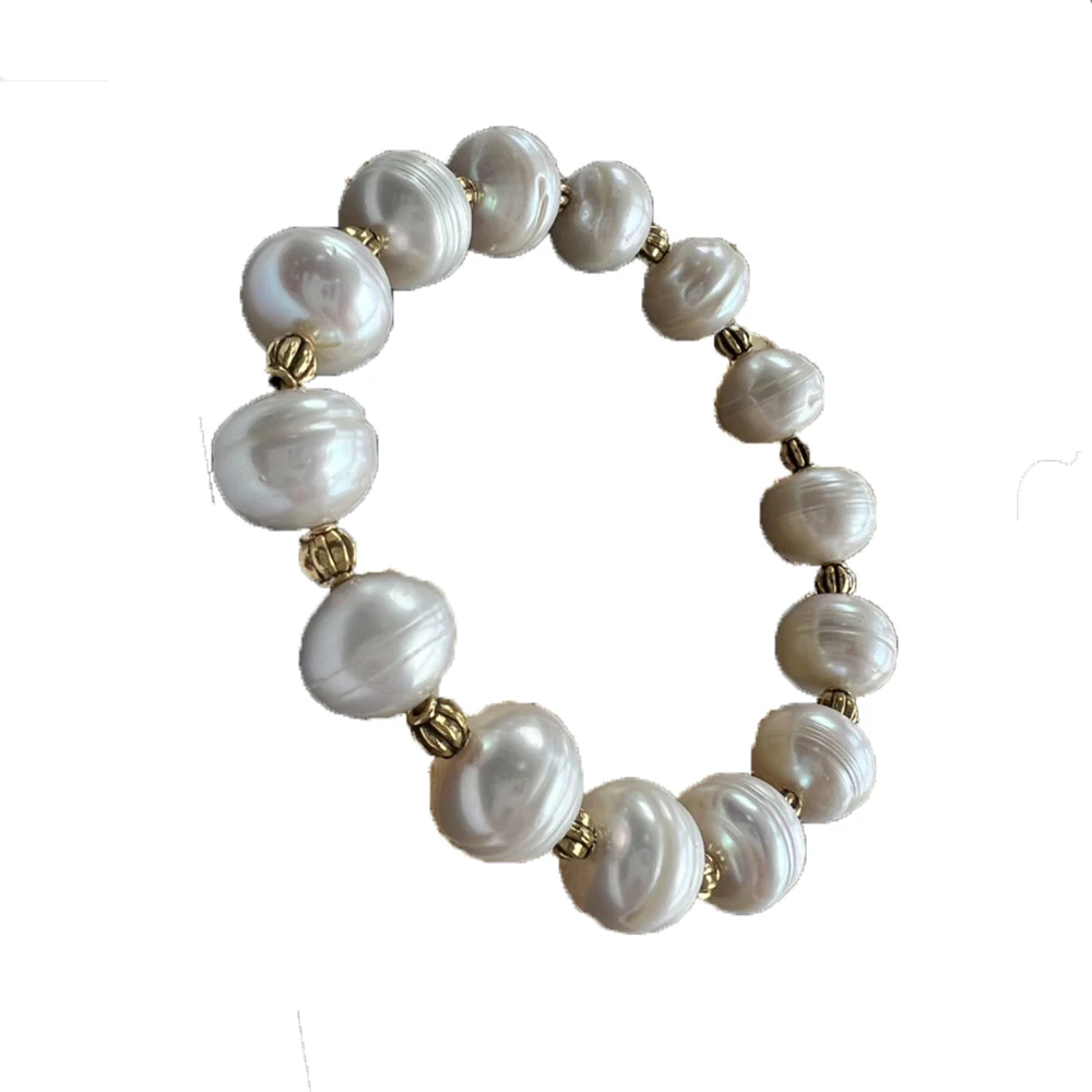 Fashion Vintage Freshwater Baroque Pearl Bracelet earrings for women's girl jewelry sets women's set