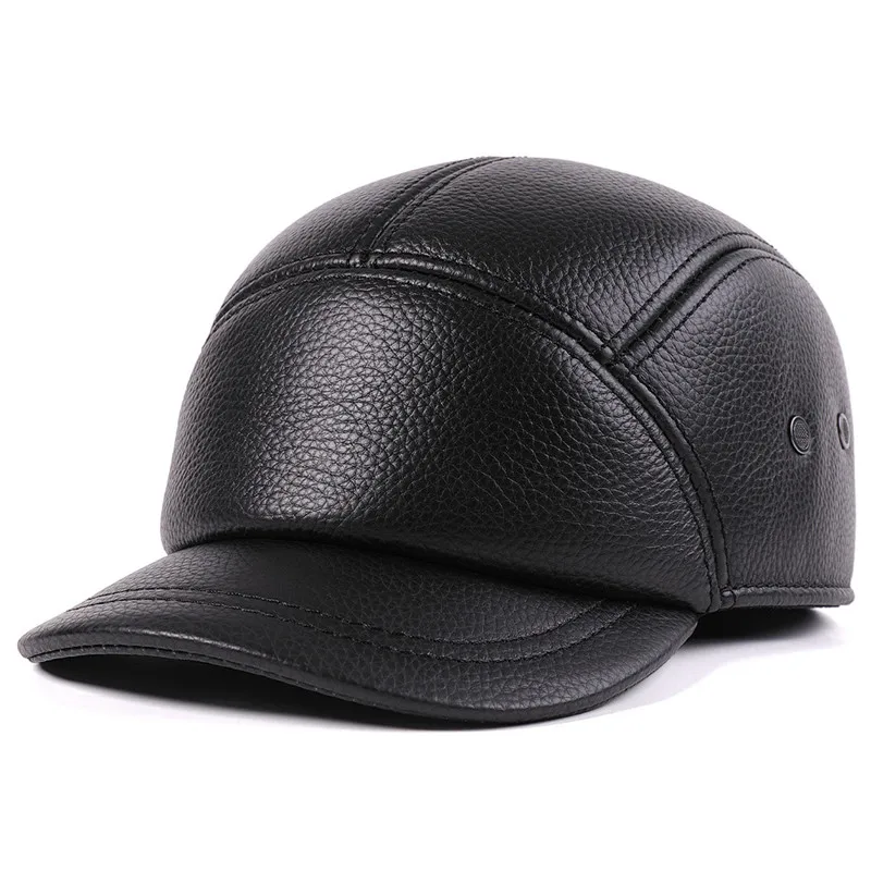 winter-cowhide-warm-baseball-caps-men's-cap-fitted-fluffy-cold-proof-genuine-leather-cap-party-hats-casquette-gorras-모자-кепка