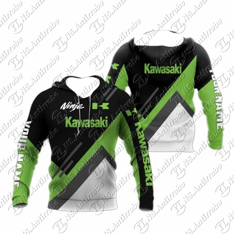 

3D мужская толстовка с длинными рукавами Kawasaki, мотоциклетная спортивная велосипедная толстовка, детская повседневная рубашка для любителей мотоциклов для взрослых