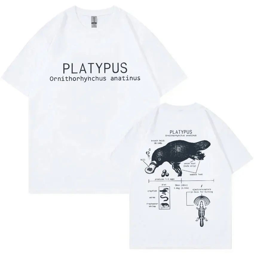 

Funny Platypus Anatomy Graphic T-shirt Men Women Casual Oversized Short Sleeve T Shirts Men's Vintage Cotton T-shirts Streetwear