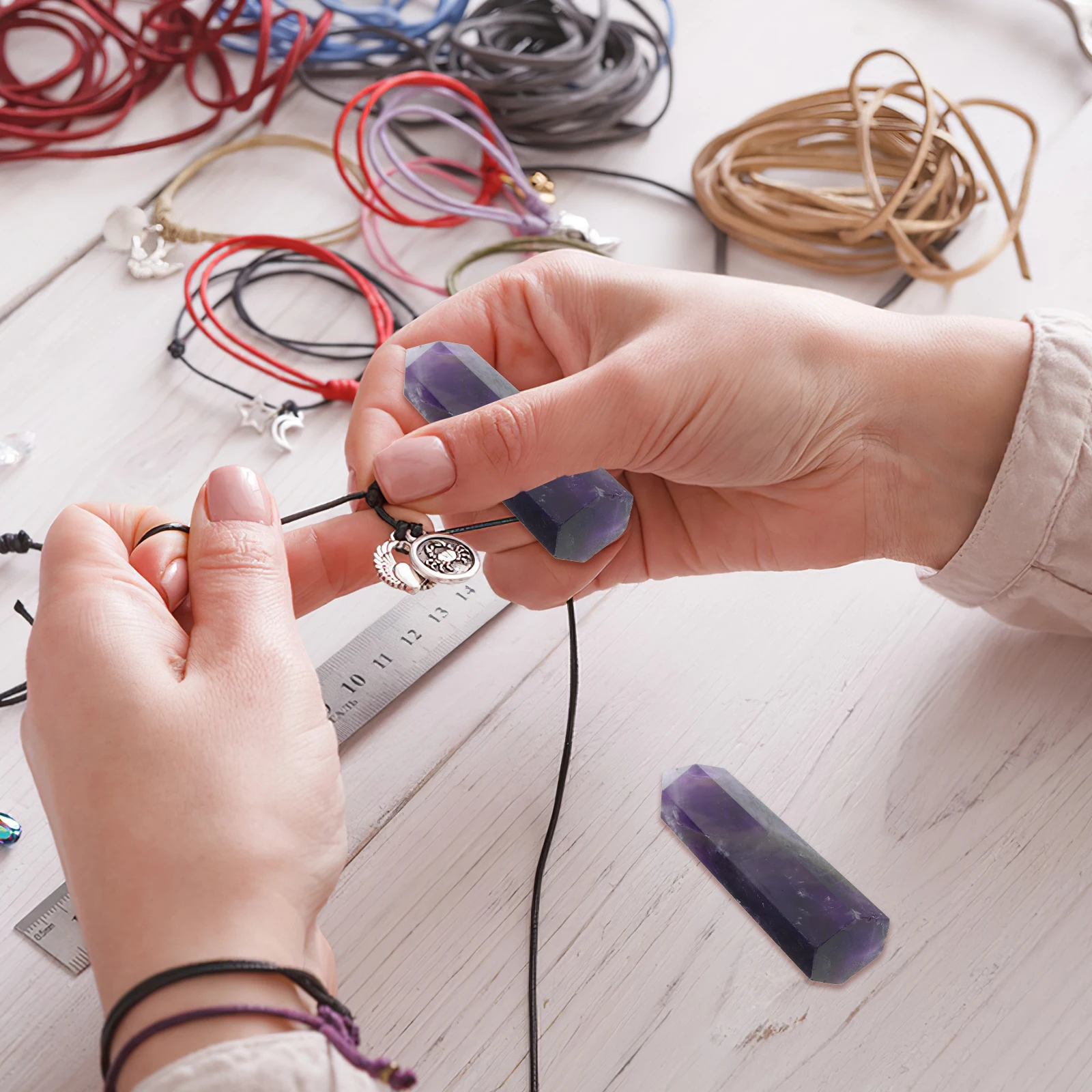 

Natural Amethyst Hexagonal Crystal Stone Column Decorative Craft Stone Meditation Home Crystal Decor Amethyst Craft