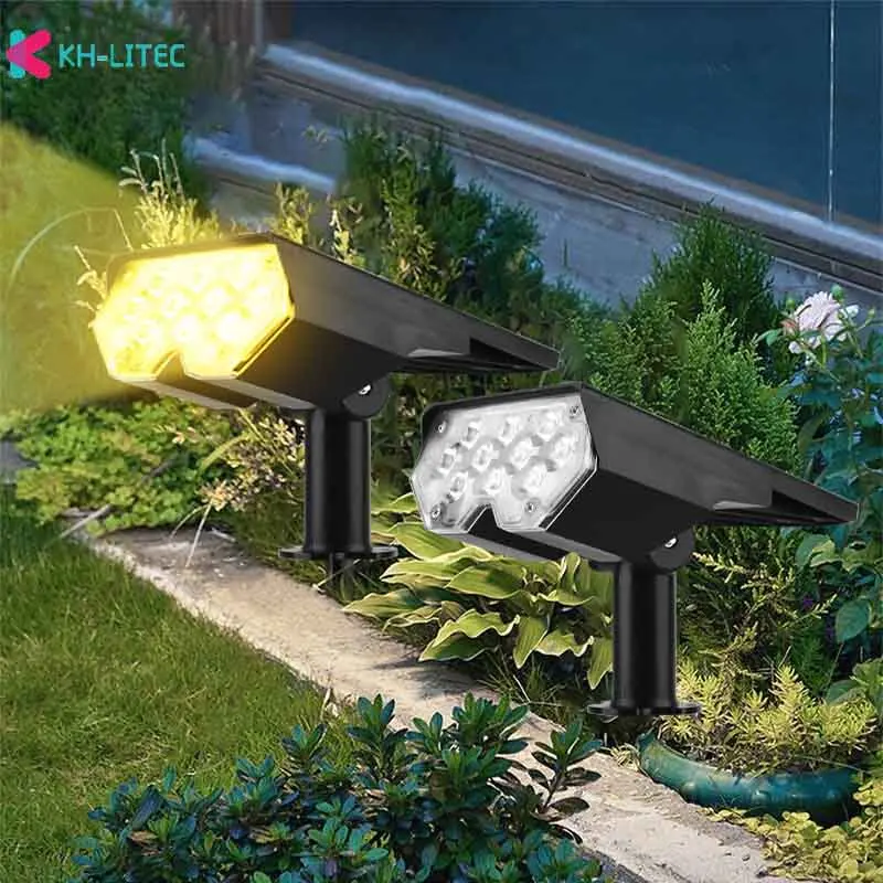 

10 LED Solar Light Outdoor Super Bright Warm White Lawn Light For Garden Adjustable Brightness Solar Spotlight IP65 Waterproof