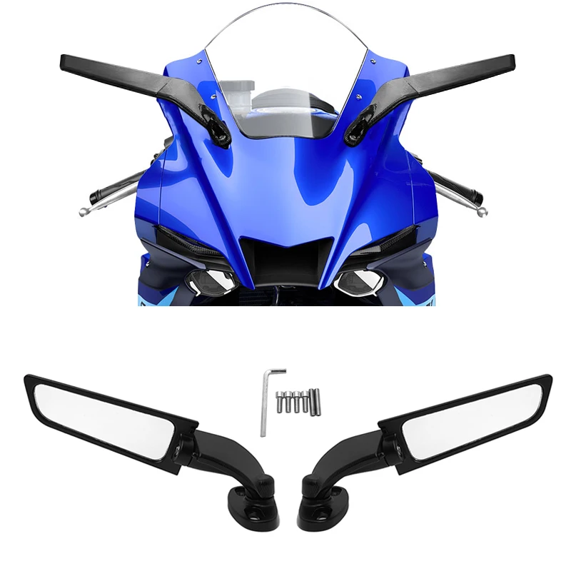 Per YAMAHA YZF R3 R6 R15 Moto Specchi Stealth Winglets Specchio Per Ruota Specchi Regolabili Per Kawasaki Per Ninja 250 300