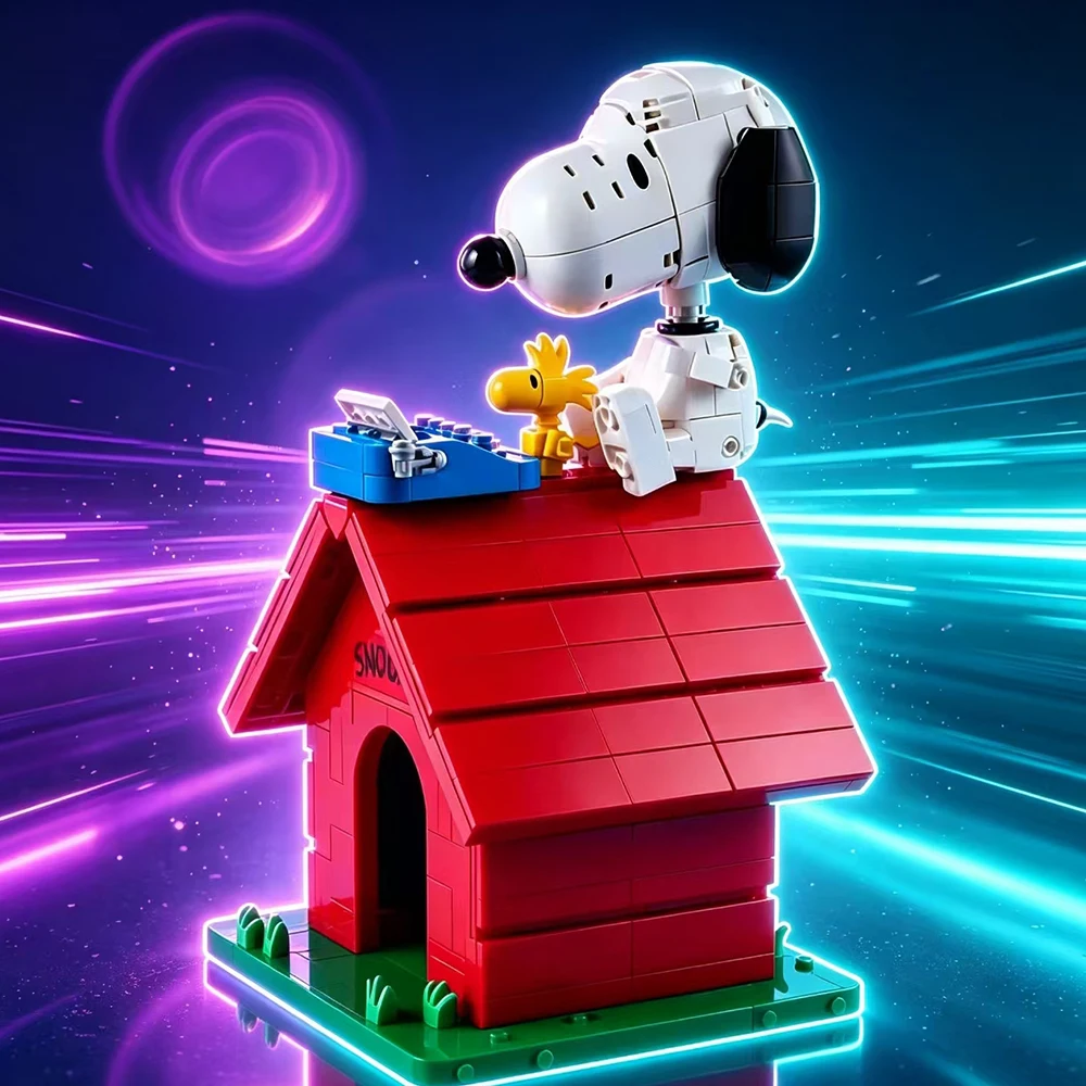 Cartoon Peanuts Snoopy Doghouse Building Blocks Kit Assembly Model Home Display Ornament Educational Puzzle Toy Birthday Gift