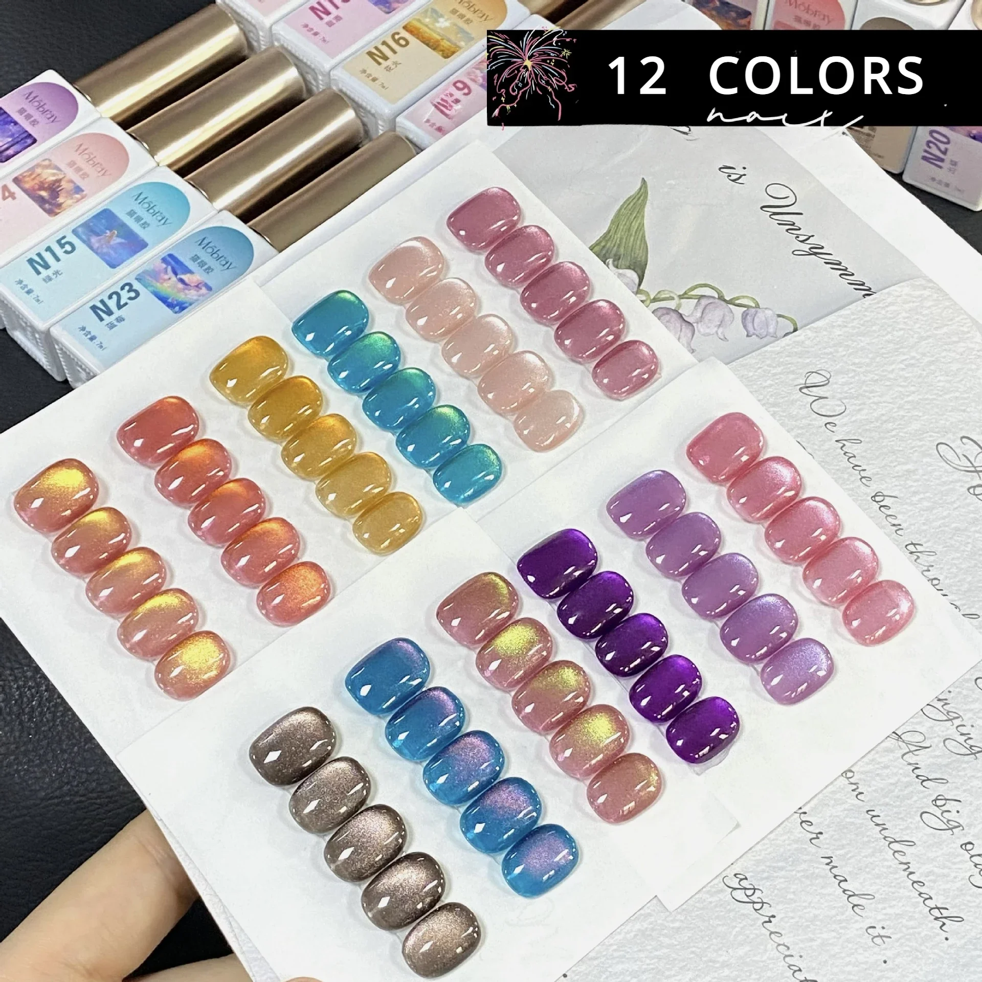 

12pcs/set 7ml Blue Green Glitter Cat Eye Nail Gel Magnetic Gel Nail Polish Semi Permanent Soak Off UV LED Varnish for Manicure