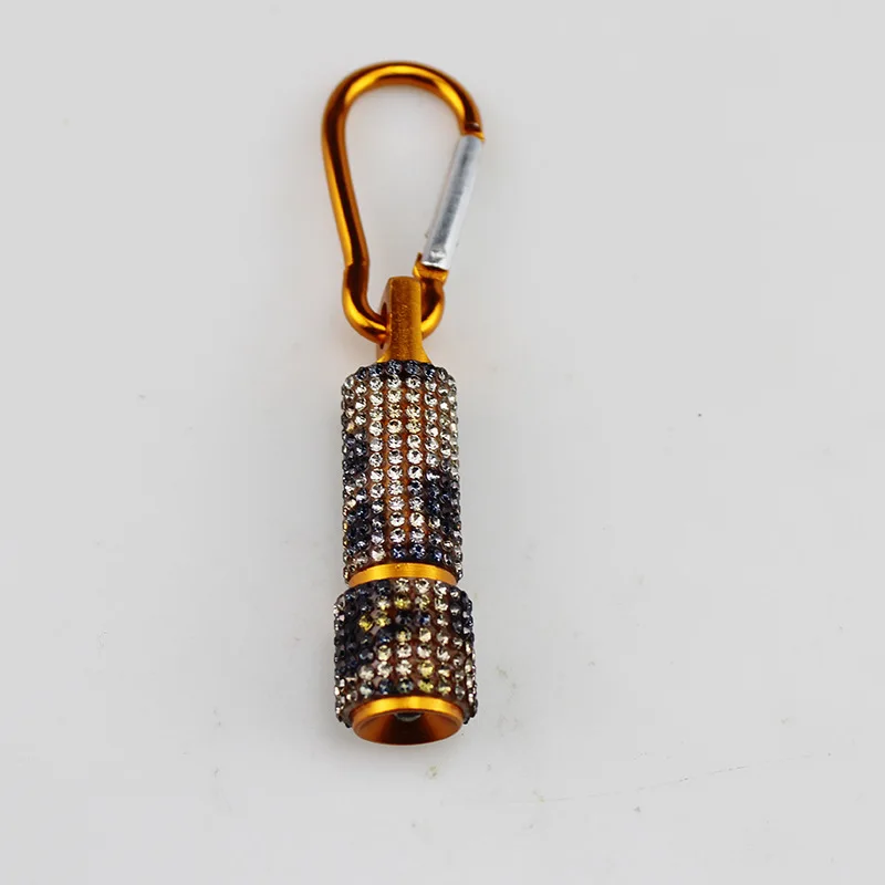 Rhinestone DIY Women Girls Children Outdoor Keychain Mini LED Flashlight