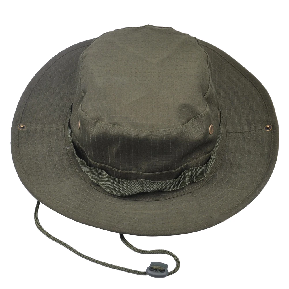 

Sun Protection Bucket Hat Wide Brim Adjustable String Breathable Holes Shade Fishing Outdoor Travel Hiking Trekking