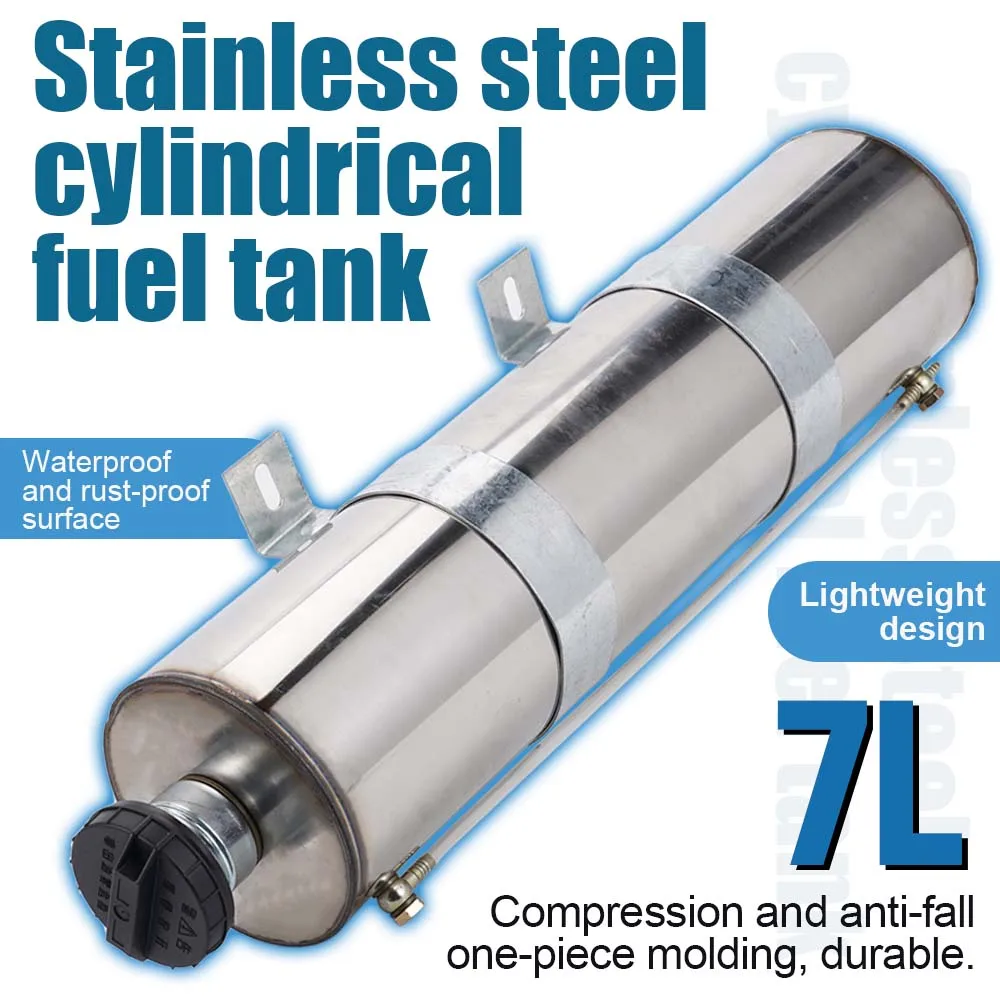 

Stainless Steel Cylindrical Fuel Tank 7L Auxiliary Diesel Tank for Parking Heater Diesel Heater Tank Fuel Tank Metal Oil Tank