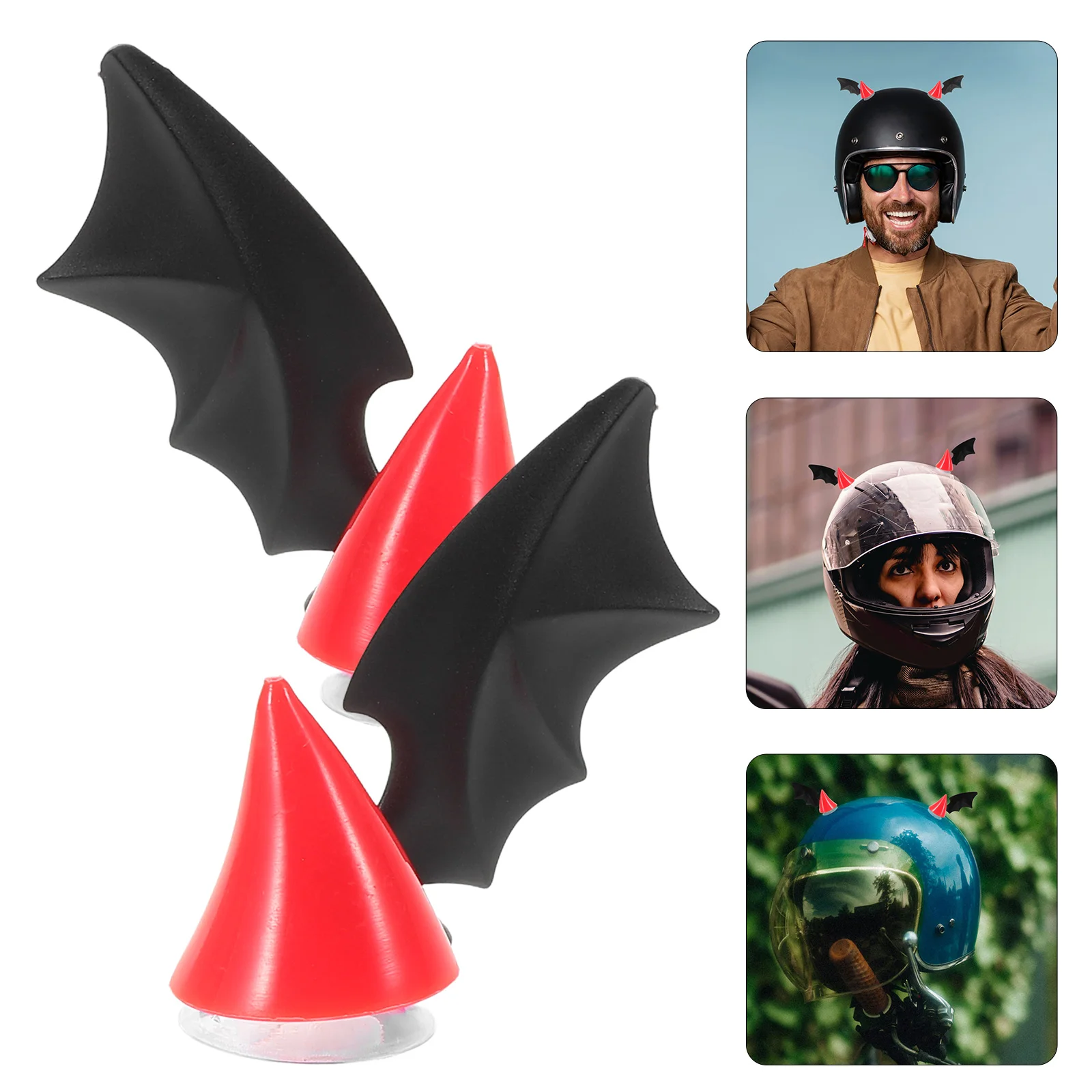 

4pcs Motorcycle Horns Cat Ears Wings Accessories Suction Cup Decorations Bike Adhesive Horns Men Women Wings