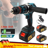 480N.M Brushless Electric Impact Drill Cordless Drill DIY Driver 13mm Electric Screwdriver Power Tool for Makita 18V Battery Pin