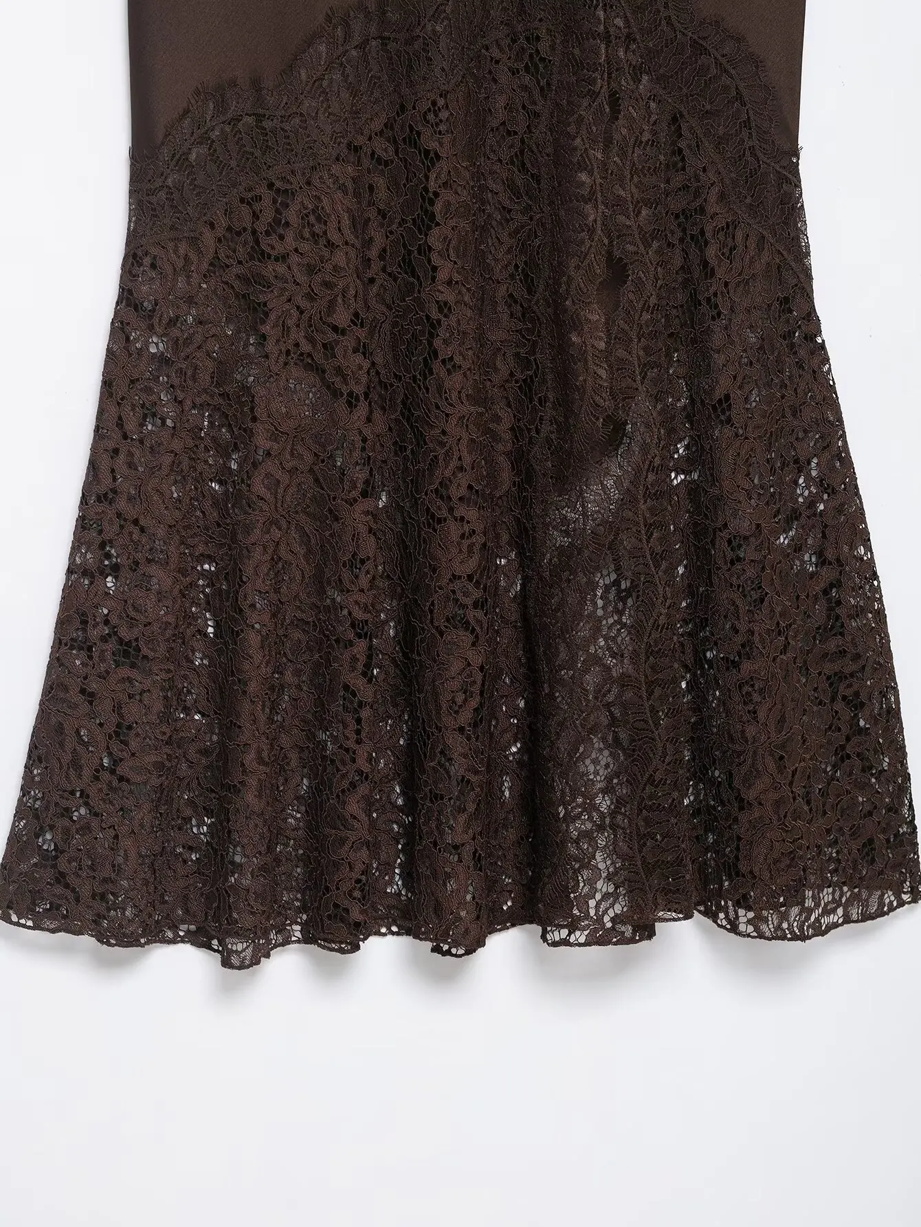 TFAFXY 2025, Herbst Frauen Mode Einfarbig Satin Spitze Splice Hohe Taille Lange Röcke Frauen Elegante Party Röcke Y2K – Detail 10