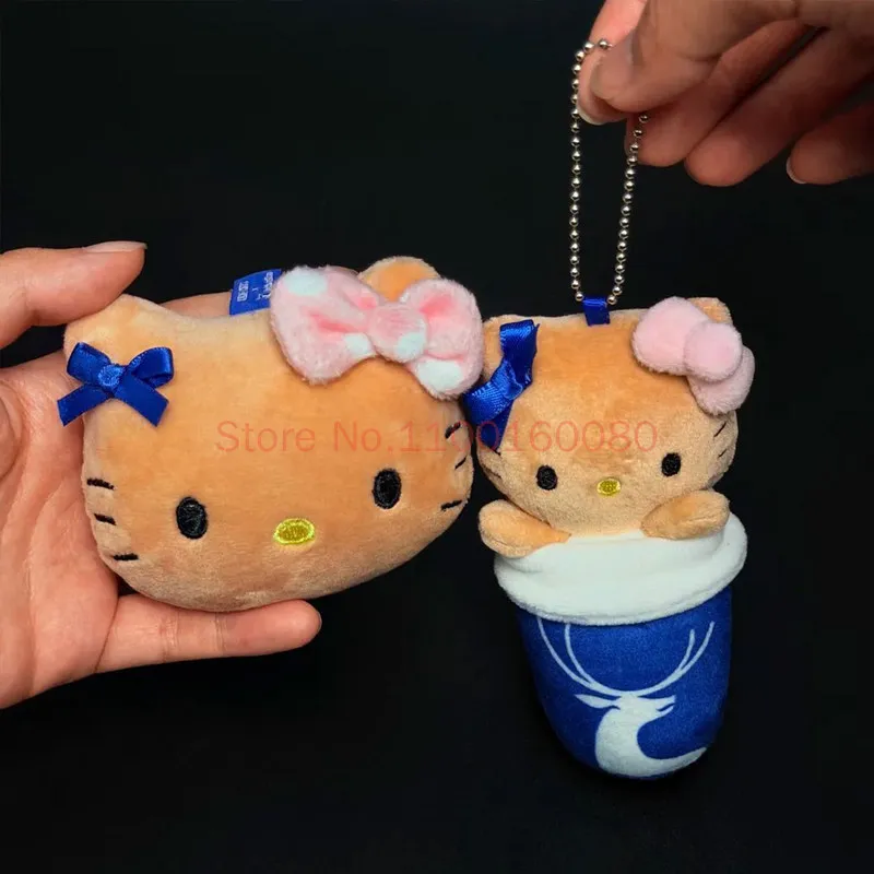 

Official Genuine Sanrio Hello Kitty Brown Plush Keychain Bag Charm Soft Stuffed Doll Pendant Gift For Anime Fans Collection