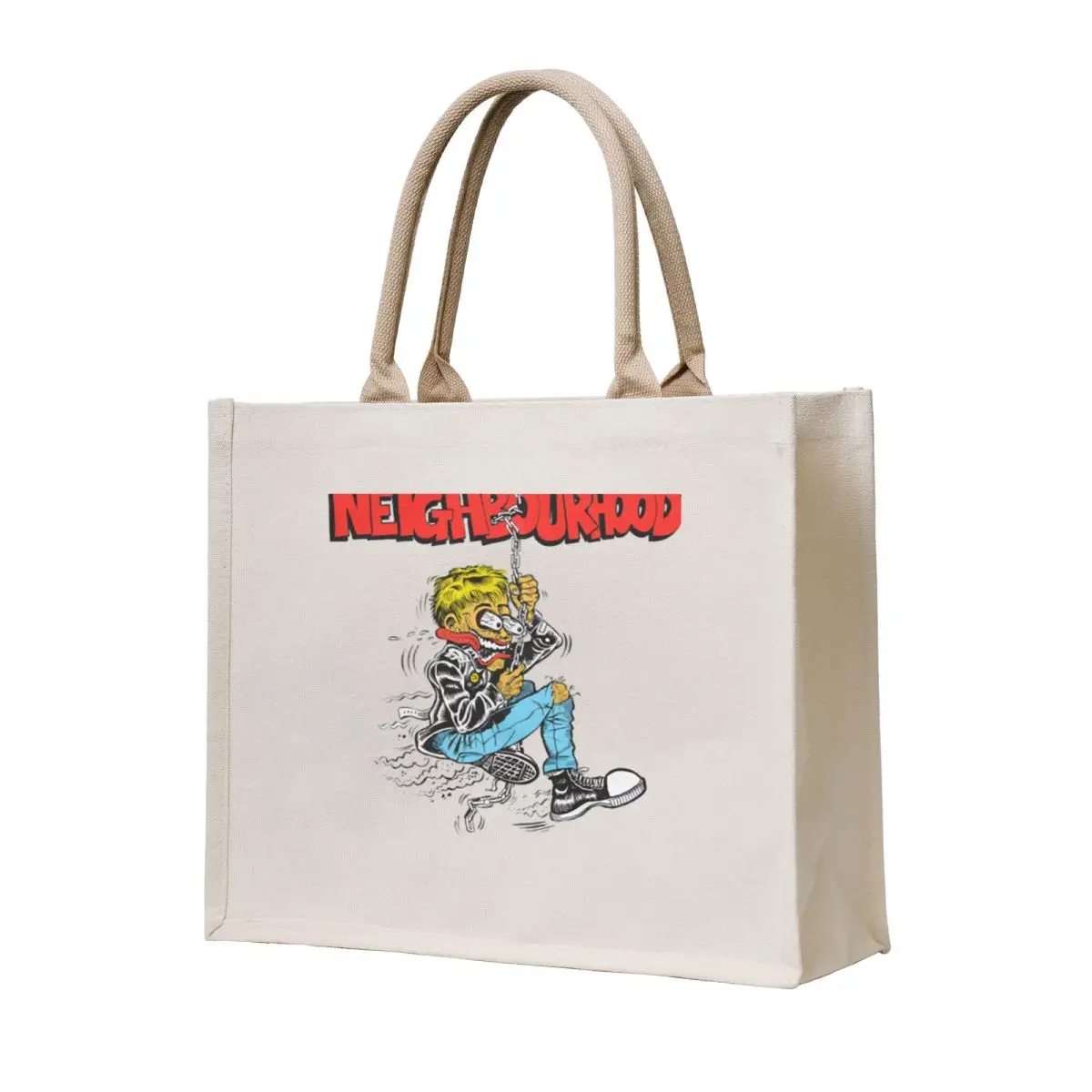 LE NBHD - تي شيرت كارتوني أساسي حمل حقيبة حمل حقائب رجالية قماشية حقيبة نسائية