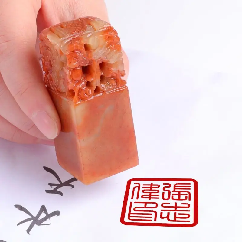 Shoushan Stone Custom Name Stamp Seal English Chinese Name Carving Seal Calligraphy Painting Artist Personalized Logo Stamp Gift