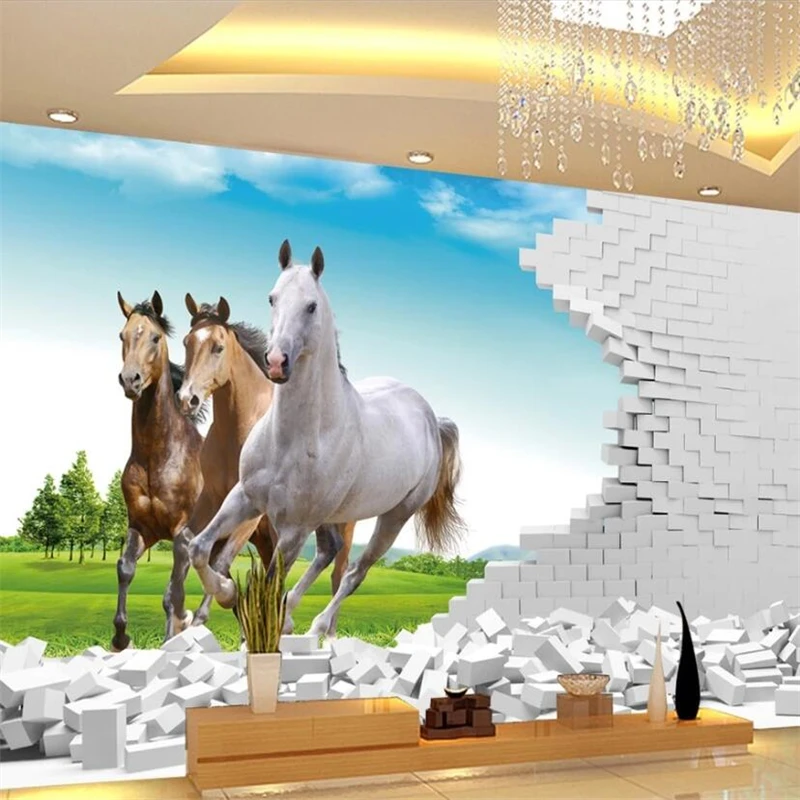 Custom wallpaper papier peint 3D horse stereo background wall papers home decor living room bedroom wallpaper 3d papel de parede