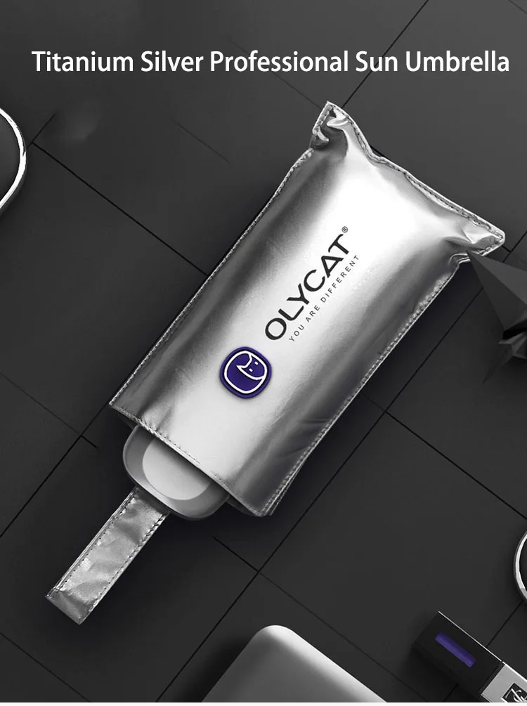 OLYCAT Titanium Silver Mini Pocket Umbrella: Five - Fold Folding Design for Effortless Portability. Offers Superior Sun and UV B