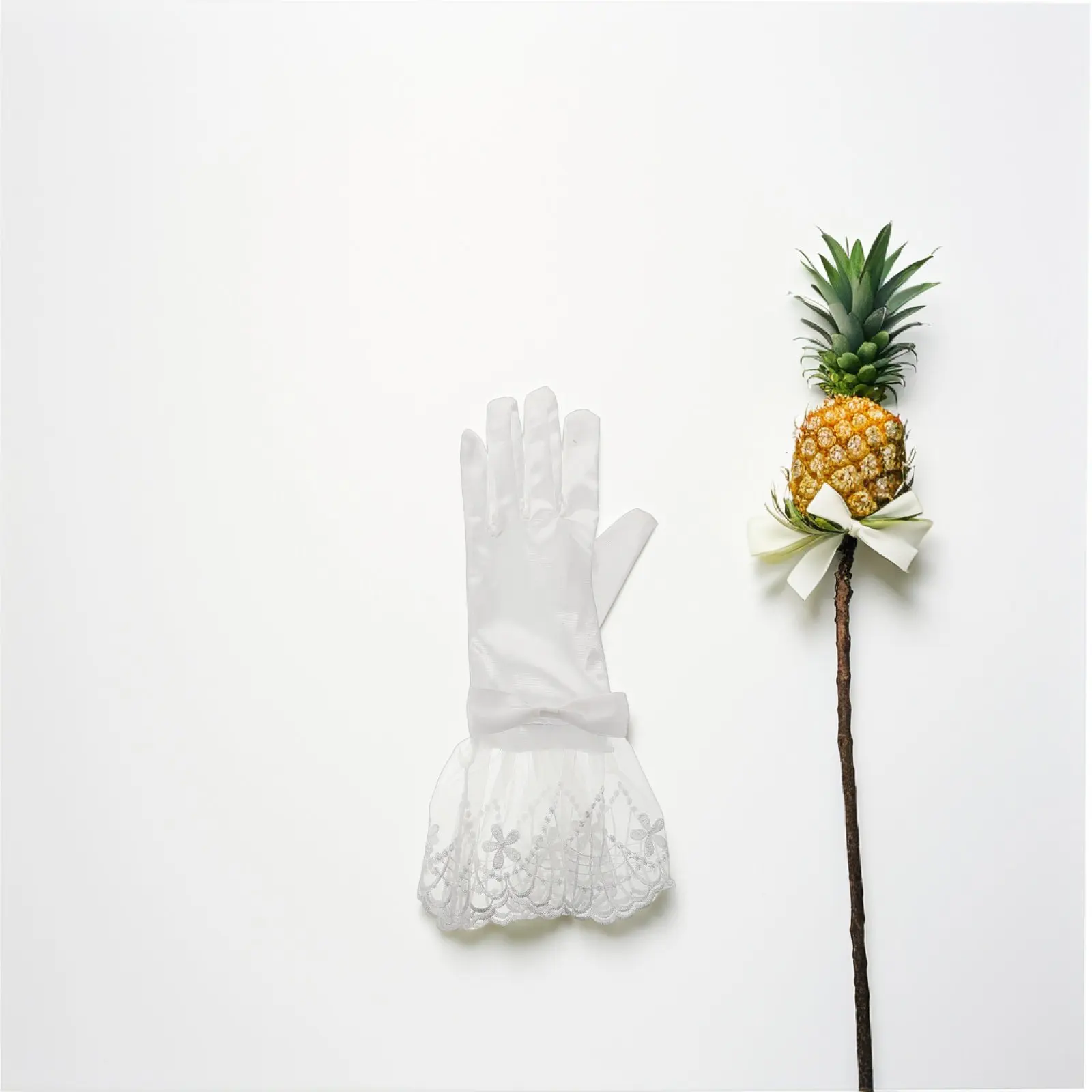Elegant Satin Bridal Gloves White Lace Bow Detail Wedding Tea Party Prom Formal Evening Accessories Bridal Gloves