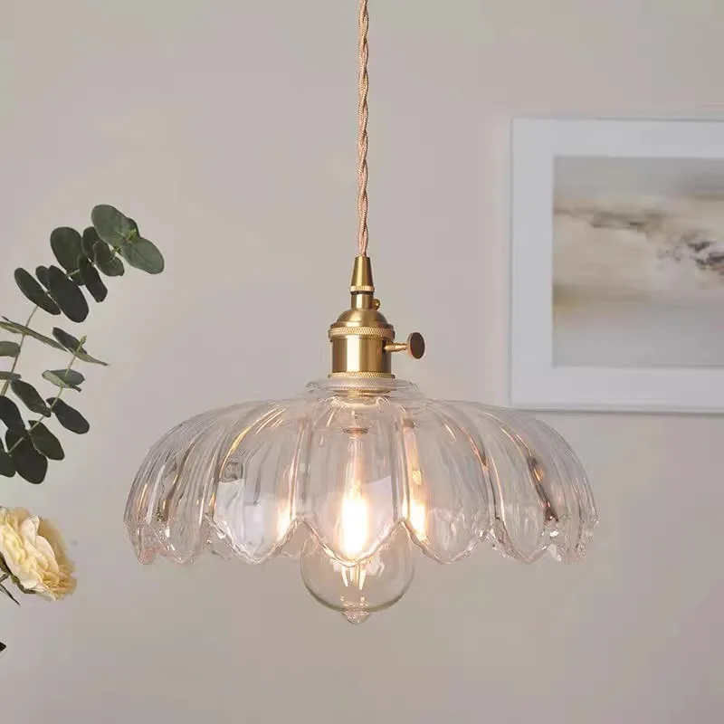 

Vintage American Retro Dark Green Brass Pendant Lamp Glass Lighting Fixtures for Shop Restaurant Study Room Balcony Chandelier