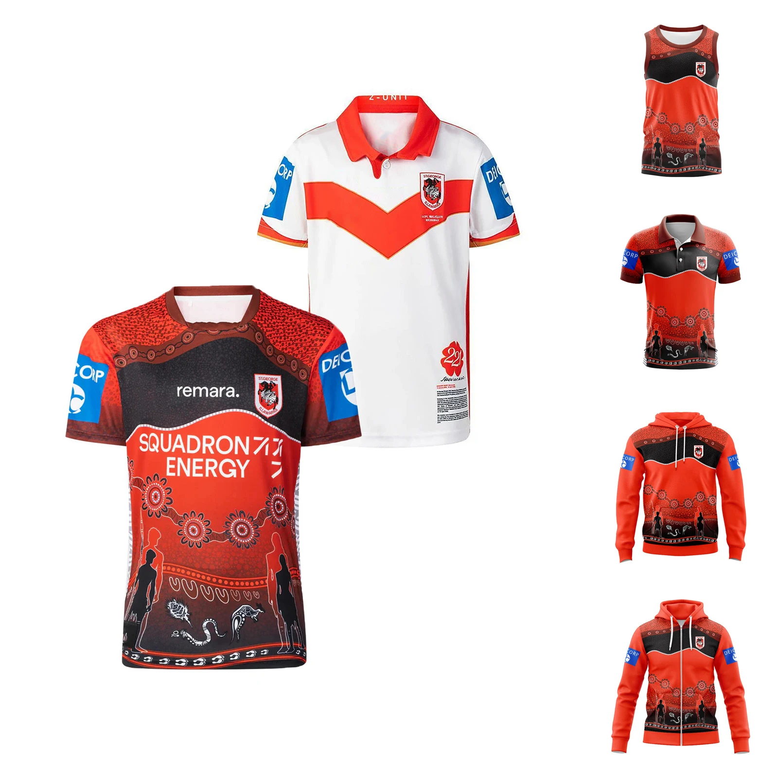 

2025 St.George Dragon Mens Indigenous/ANZAC Hoodie Rugby Jersey Sports Singlets Customize