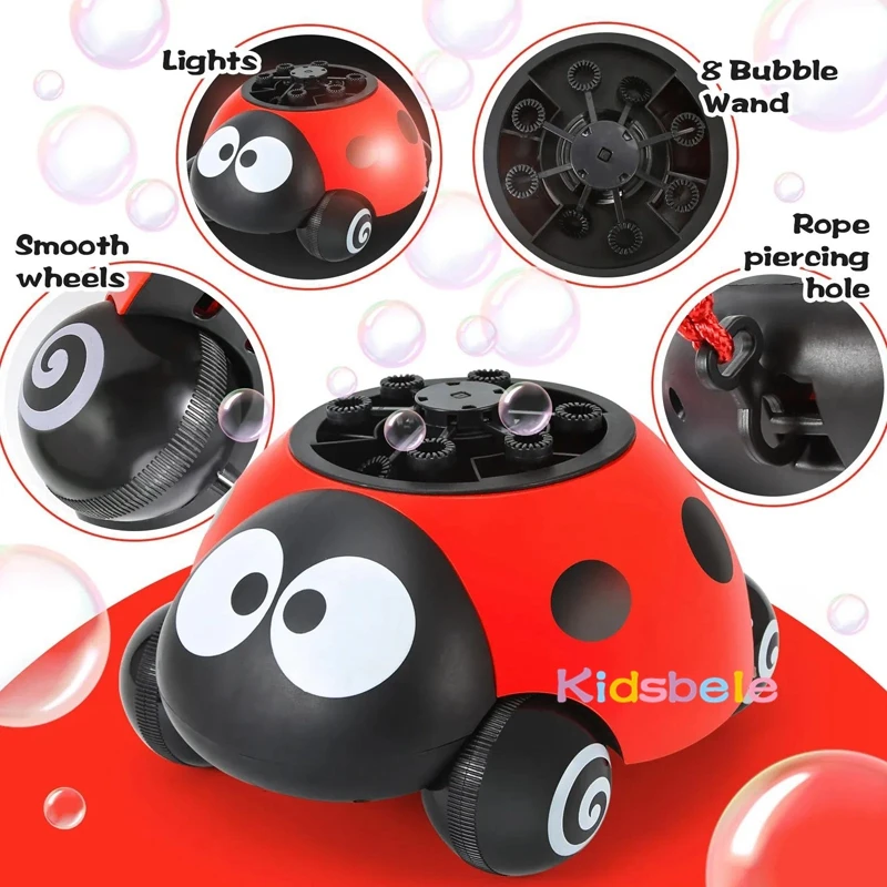Ladybug Bubble Machine For Kids Electric Bubble Blower Outdoor Fun Summer Party Birthday Gift Toy Automatic Blower Kids Toy