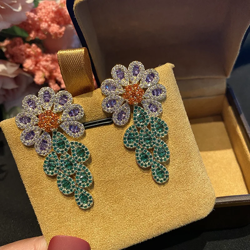 

Серьги HIBRIDE 2026: популярный цвет, новый дизайн, цветочные, женские, легкие и роскошные украшения для свадьбы, праздника, повседневного ношения, подарок E413