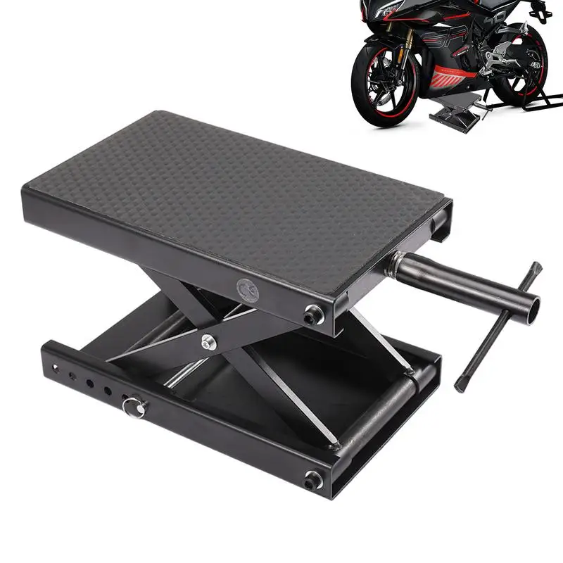 

Motorcycle Lift Table 1100 Lbs Heavy Duty Hydraulic hoists Crank Stand Sturdy Steel Scissor Jack Engine Stand for Garage