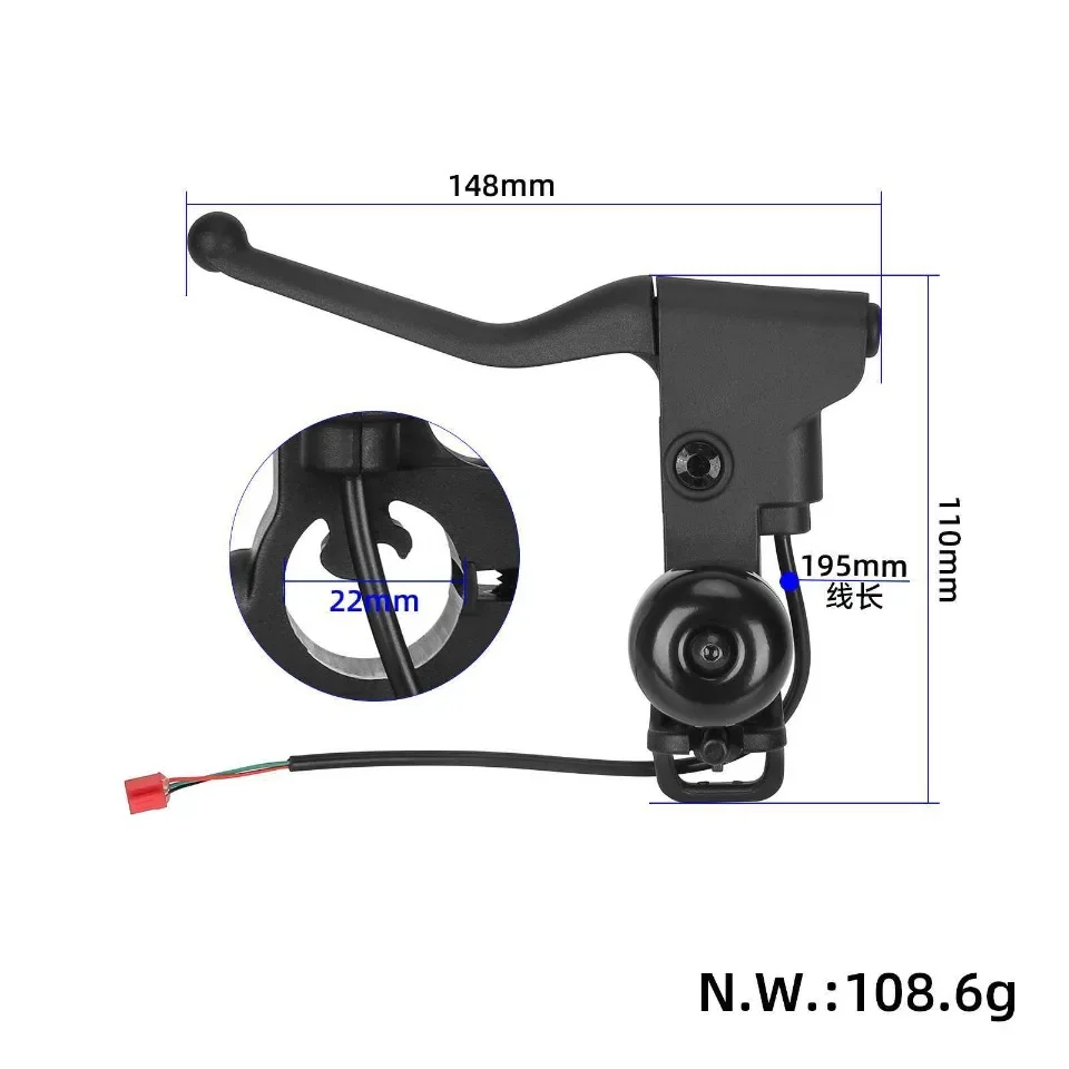 Linker Kupplungs-Bremshebel mit Klingel, 3-Pin-Auslöser für Xiaomi 4 Lite 2. Generation 5 Plus Elektroroller, Bremshebel 160mm – Detail 3