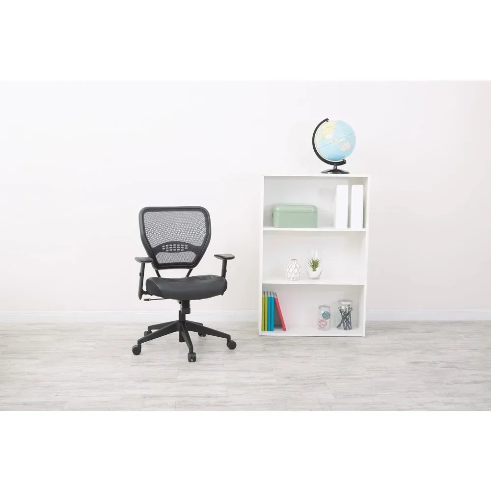 Dark Back and Padded Black Eco Leather Seat, 2-to-1 Synchro Tilt Control, Adjustable Arms and Tilt Tension