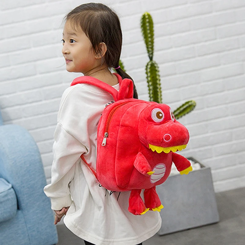 Kawaii Plush Backpack for Toddlers Boys and Girls Plush Cartoon Dinosaur School Backpack Suitable for Outings Camping and Zoos