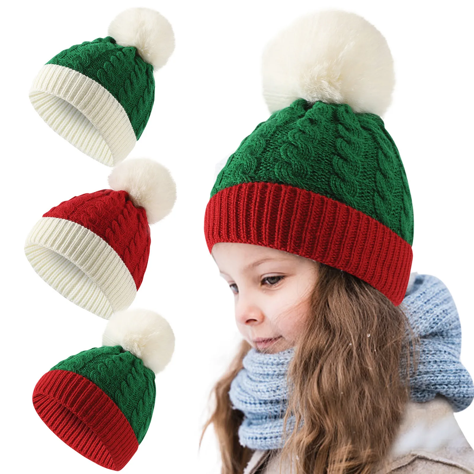 

Детская Рождественская вязаная шапка, зимний женский свитер, облегающая шапка, Санта-Клаус, снежинка, рождественский подарок для детей, Рождество