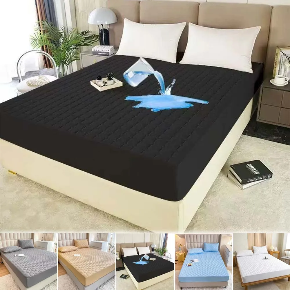 

Diamond Quilted Waterproof Fitted Sheet Padded Mattress Protector Full Single Double Twin/Full/Queen/King Bed Cover Drap Housse