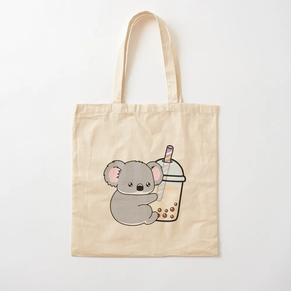 

Little Koala Loves Boba! Tote Bag Eco bag Big bag women Women's handbag Canvas Tote