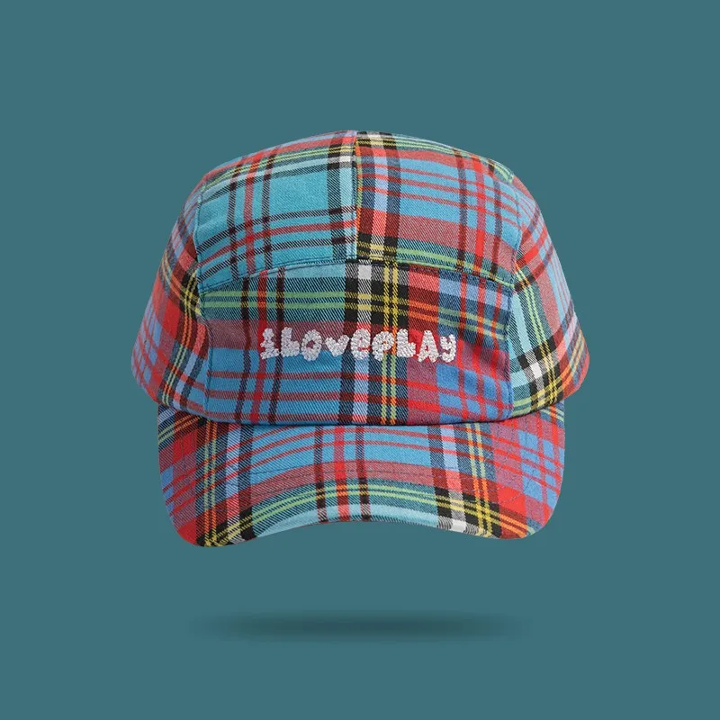 

Plaid Baseball Cap Women's Fashion Letter Baseball CapAmerican Retro Reverse Wear Advance Hats