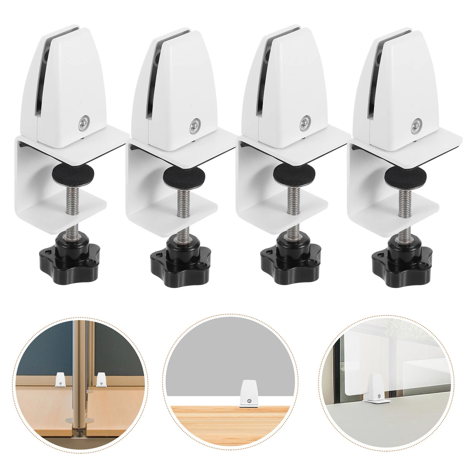 

4Pcs Glass Fixing Clip Desk Divider Clamp with Adjustable Angle for Desk Privacy Screen Clips Sneeze Guard Support Bracket Panel